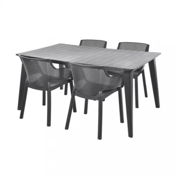 Hecht KERTI BÚTOR (1db jardin asztal+4db ELISA  szék- graphit) SZEMÉLYES ÁTVÉTEL